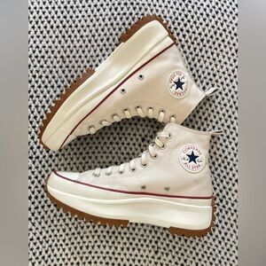 Converse Run Star Hike High Top Platform Sneakers Cream size 9 Chunky Sole  Y2K